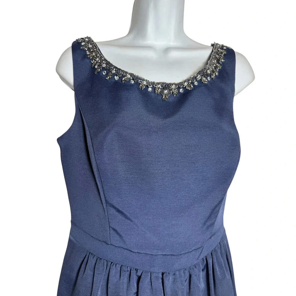 David's Bridal Dress Size 12‎ Navy Blue Fit and Flare Jewel Neck Party Cocktail